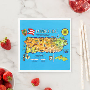 Serviette En Papier Carte du pays de Porto Rico