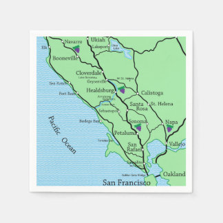Serviette En Papier Carte du pays du vin Napa Sonoma