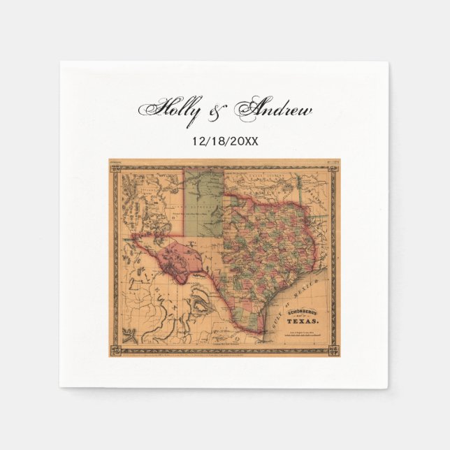 Serviette En Papier * Carte du Texas antique #1 (Devant)
