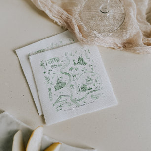 Serviette En Papier Carte illustrée esquissée de l'Italie   Mariage