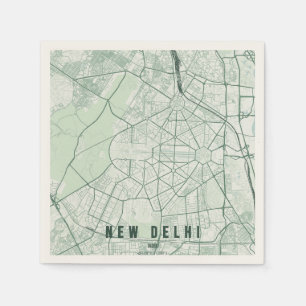 Serviette En Papier Carte minimale de la ville de New Delhi Inde
