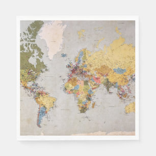Serviette En Papier carte mondiale