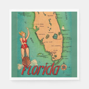Serviette En Papier Carte postale rétro de Floride