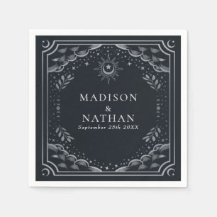 Serviette En Papier Carte Tarot Argent Mariage gothique