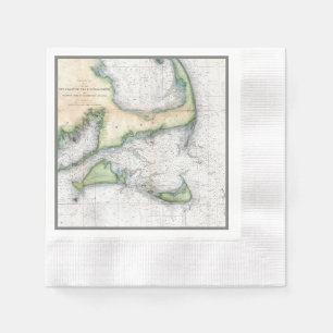 Serviette En Papier Carte Vintage Cape Cod, vignoble de Nantucket Mart