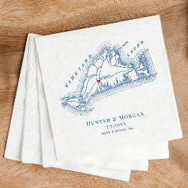 Serviette En Papier Carte West Tisbury Élégant Mariage bleu marine