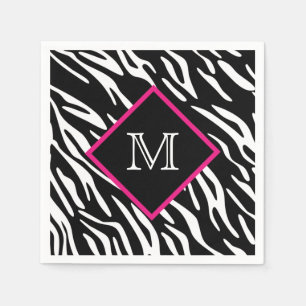 Serviette En Papier Carte Zebra Print Monogram