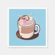 Carton Animé au chocolat chaud Marshmallows