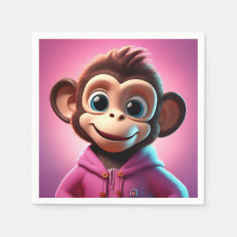 Serviette En Papier Cartoon Monkey Standard Cocktail Serviettes