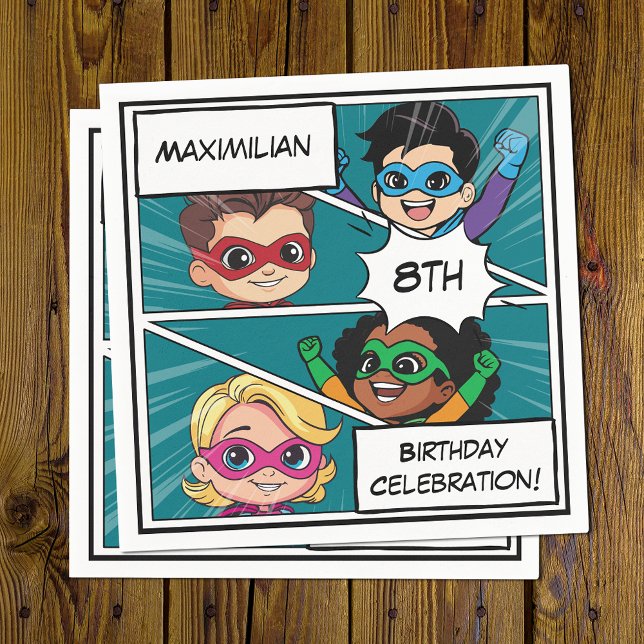 Serviette En Papier Cartoon Superhero Comédie Livre mignon fête d'anni (Créateur téléchargé)