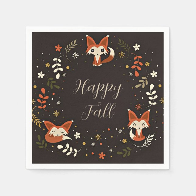 Serviette En Papier Cas Foxes with customizable text (Devant)