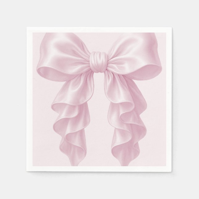 Serviette En Papier Cascade Rose Ruban Froncé Classe Élégant (Devant)