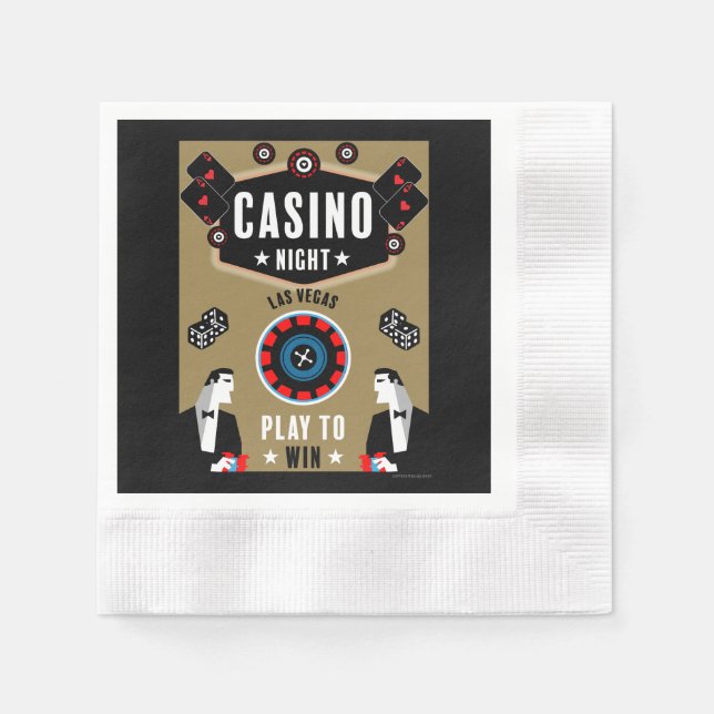 Serviette En Papier Casino Gambling Poker Roulette (Devant)