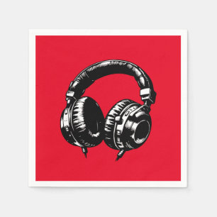 Serviette En Papier Casque de musique noir pour danse DJ fête d'annive