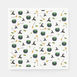 Serviette En Papier Casquette de sorcière Broom Caldron Motif Hallowee