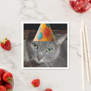 Serviette En Papier Casquette du parti Gray Cat
