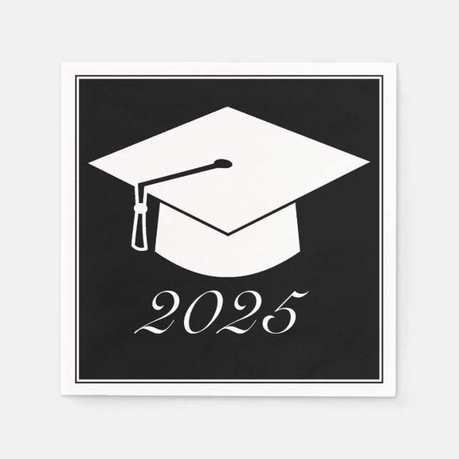 Serviette En Papier Casquette minimaliste moderne noir blanc (Devant)