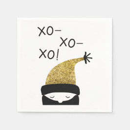 Serviette En Papier Casquette pompom d'hiver xoxo noir et or simple