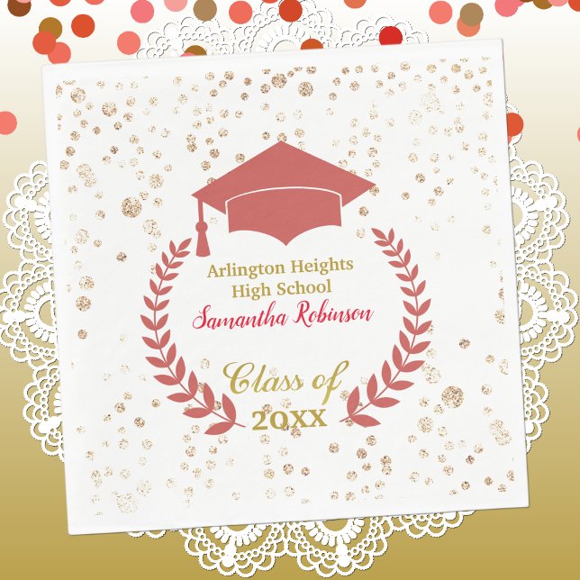 Serviette En Papier Casquette rouge et Laurel Graduation Party Napkins (Créateur téléchargé)