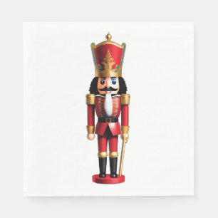 Serviette En Papier Casse-noisette mignon rouge et or