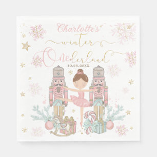 Serviette En Papier Casse-Noisette Rose Hiver Onederland 1er Anniversa