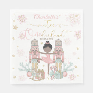 Serviette En Papier Casse-Noisette Rose Hiver Onederland 1er Anniversa