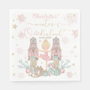 Serviette En Papier Casse-Noisette Rose Hiver Onederland 1er Anniversa