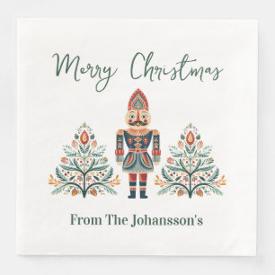Serviette En Papier Casse-noisette scandinave Nom personnalisé Noël