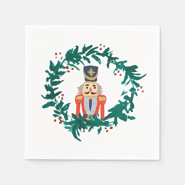 Serviette En Papier Casse-Noisette Wreath Peinture Noël (Devant)