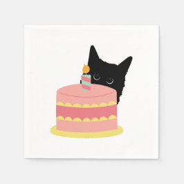 Serviette En Papier Cat aime le gâteau