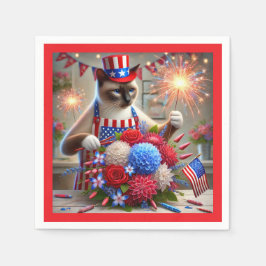 Serviette En Papier CAT Barbecue 4 juillet Fête de l'Indépendance