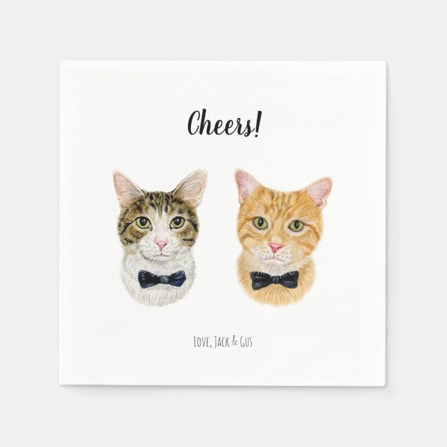 Serviette En Papier Cat Cocktail Napkins (Devant)