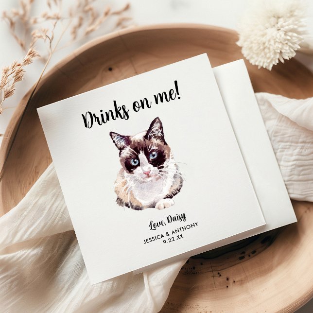 Serviette En Papier Cat Mariage Cocktail Napkins (Créateur téléchargé)