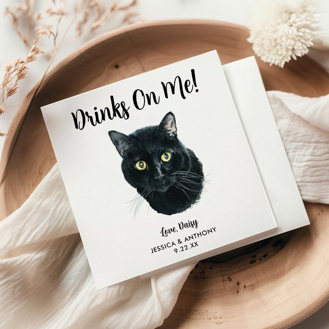 Serviette En Papier Cat Mariage Cocktail Napkins (Créateur téléchargé)