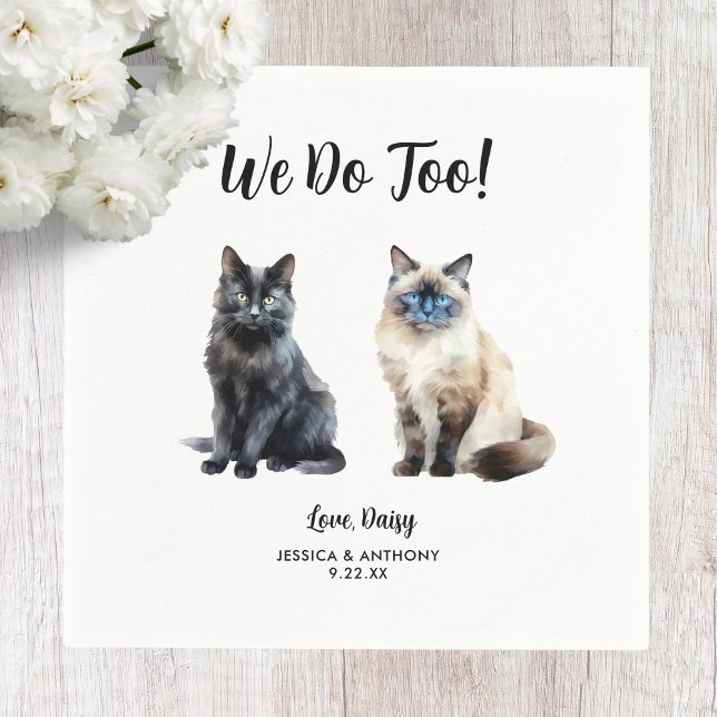 Serviette En Papier Cat Mariage Cocktail Napkins (Créateur téléchargé)