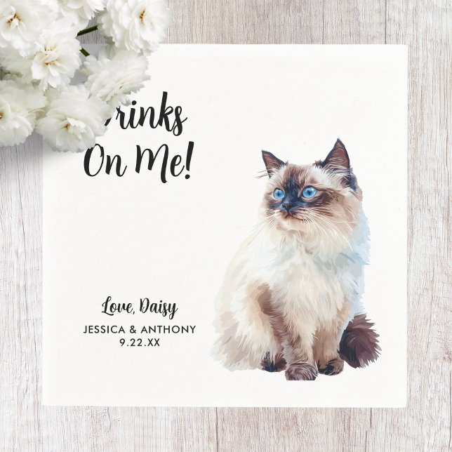 Serviette En Papier Cat Mariage Cocktail Napkins (Créateur téléchargé)