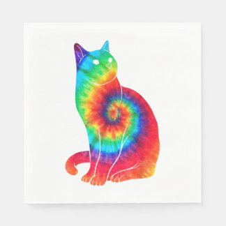 Serviette En Papier Cat Ocean Tie Dye Rainbow Hippie