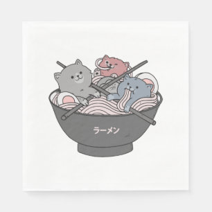 Serviette En Papier Cat Ramen Kawaii