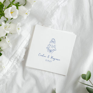 Serviette En Papier Câteau Mariage à la main, à la main, français