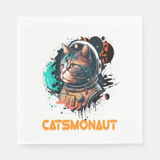Serviette En Papier Catsmonaute Astronaut Chat Ou Chat Spatial (Devant)