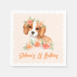 Serviette En Papier Cavalier King Charles Spaniel Peach Chien Annivers