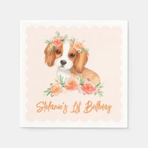 Serviette En Papier Cavalier King Charles Spaniel Peach Chien Annivers
