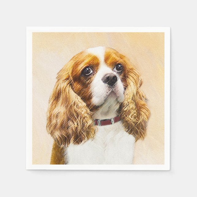 Serviette En Papier Cavalier King Charles Spaniel Peinture originale (Devant)