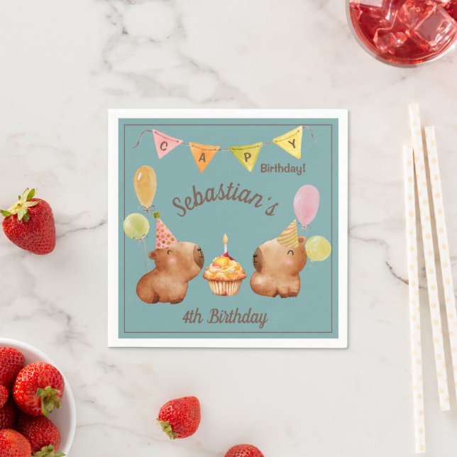 Serviette En Papier Célébration adorable de Capybara (En situation)