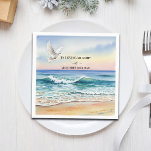 Serviette En Papier Célébration de la vie Colombe blanche sur la plage