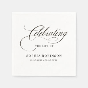 Serviette En Papier Célébration de la vie Écriture funéraire moderne é