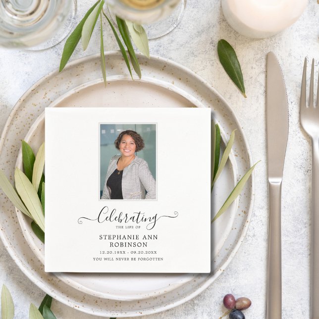 Serviette En Papier Célébration de la vie Photo Simple Moderne  (Créateur téléchargé)