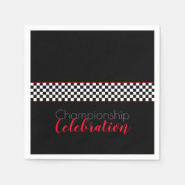 Serviette En Papier Célébration du Championnat Chèque noir et blanc