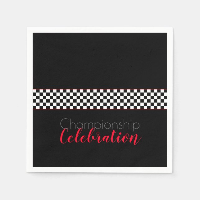 Serviette En Papier Célébration du Championnat Chèque noir et blanc (Devant)