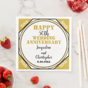 Serviette En Papier Célébration élégante de 50 ans d'anniversaire de m